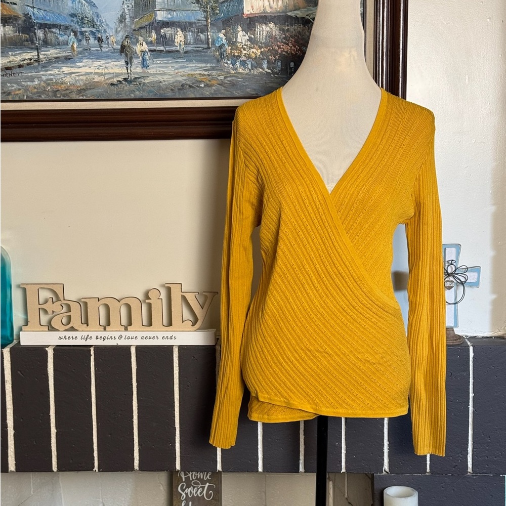 INC Women's Gold Dust Faux Wrap Top BNWT